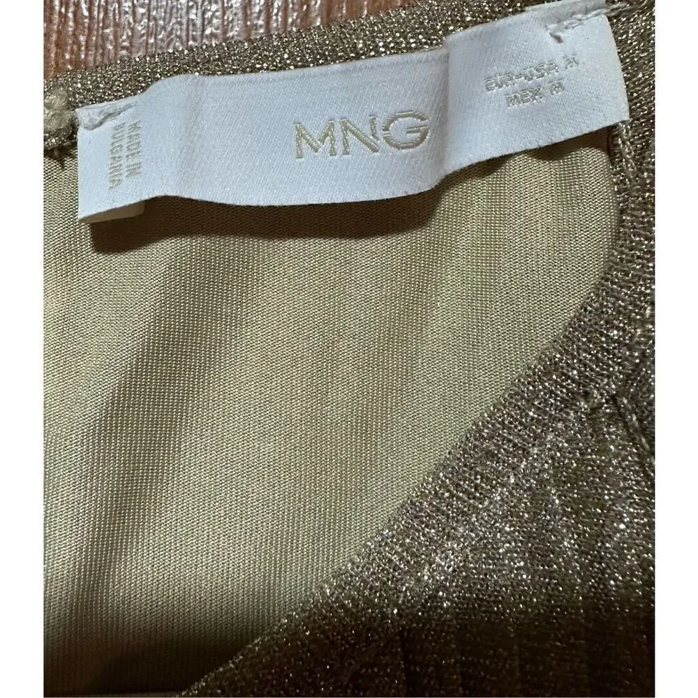 MNG women’s Gold Silver‎ Textured shimmer metallic tank blouse sz M